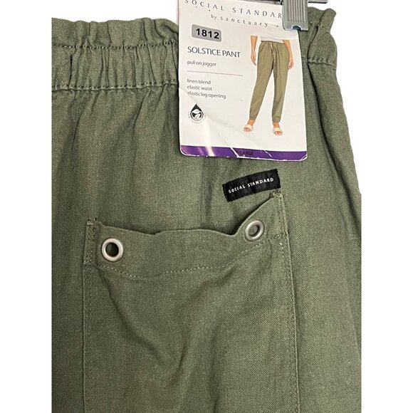 Sanctuary Solstice Pant Deep Lichen Green Women's Size XXL Linen NWT - Picture 15 of 15